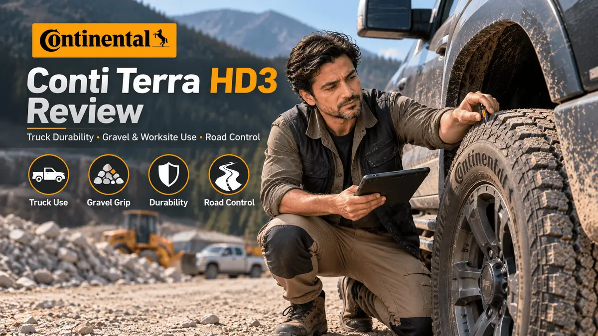Continental Conti Terra HD3 drive-axle tire on a work truck