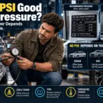 Tire pressure gauge reading 40 PSI