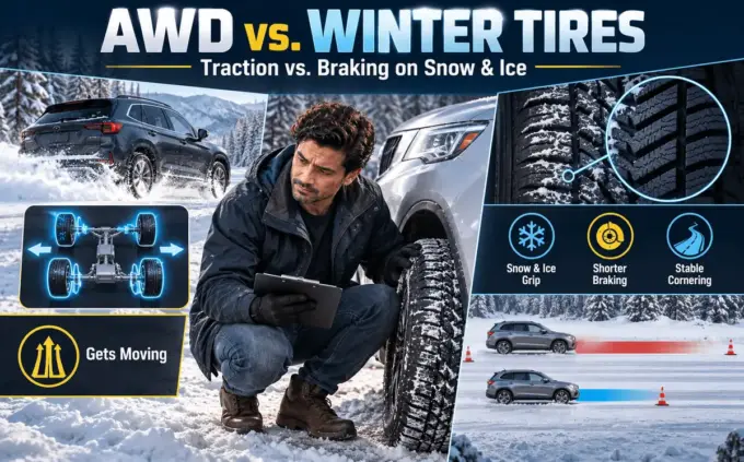AWD versus winter tires infographic