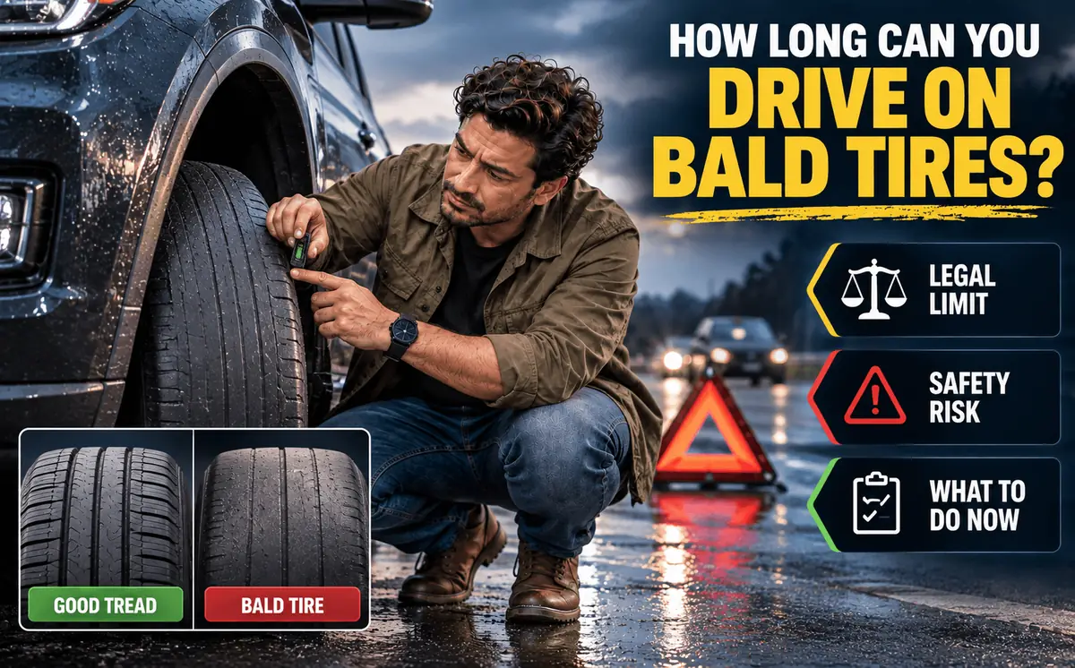 Bald tire with worn-out tread