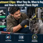 Brake abutment clips on a caliper bracket
