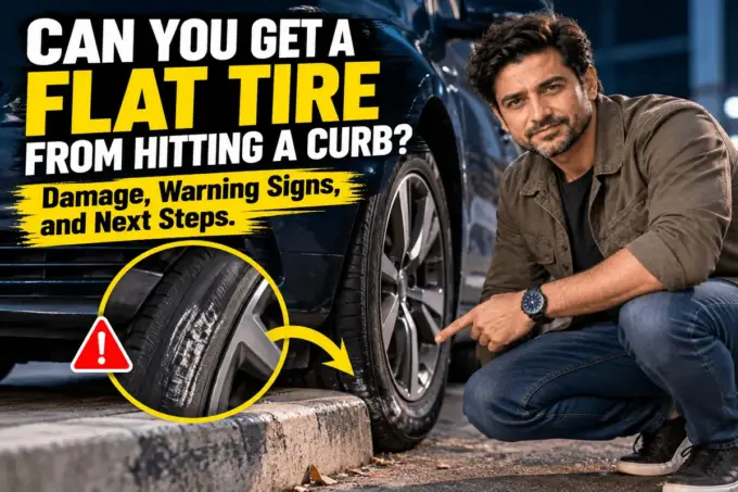 Tire hitting a curb