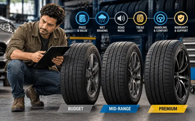 Budget, mid-range and premium tires compared