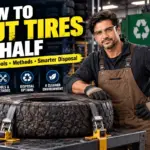 Cutting an old tire safely for recycling