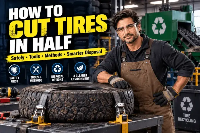 Cutting an old tire safely for recycling