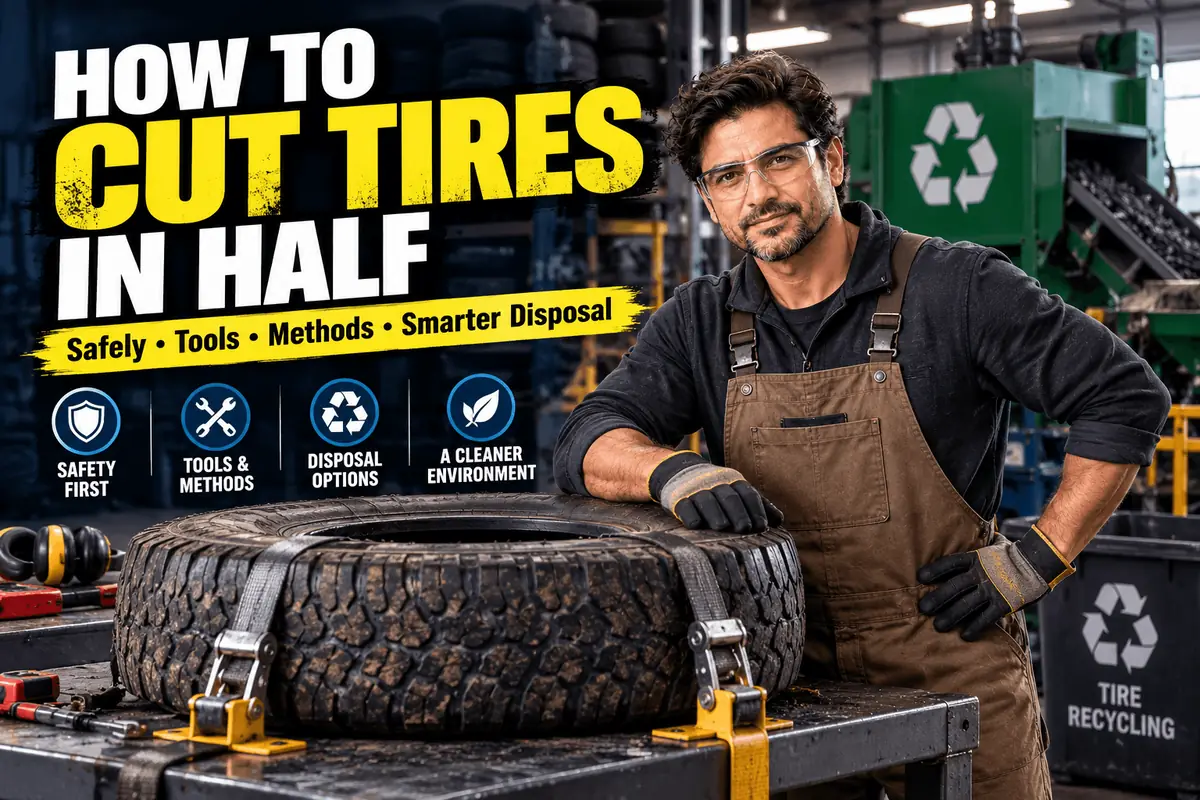 Cutting an old tire safely for recycling