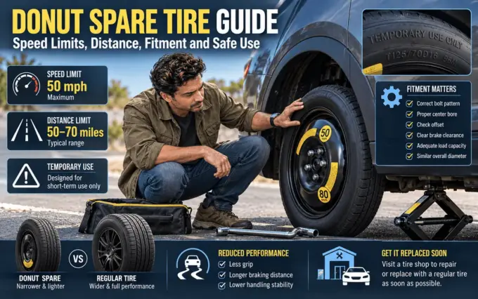 Donut spare tire on a car