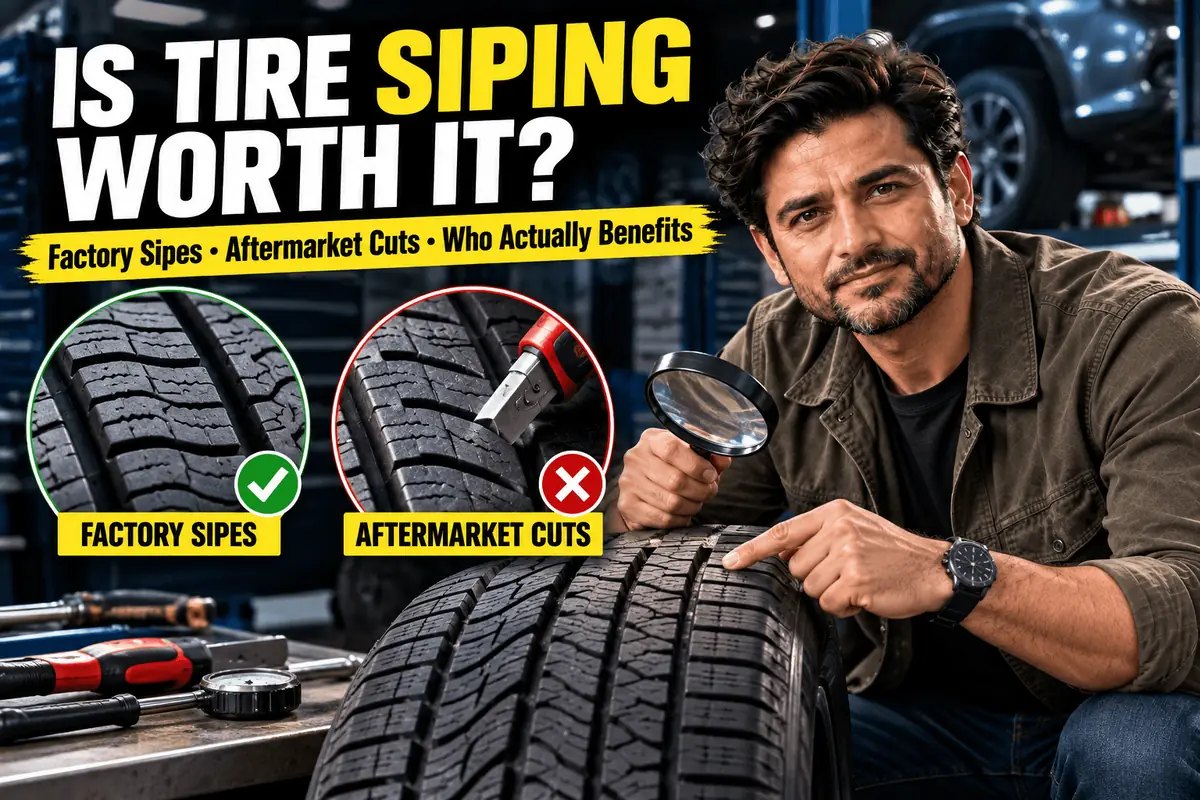 Factory tire sipes and aftermarket siping compared