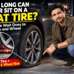 Car sitting on a flat tire