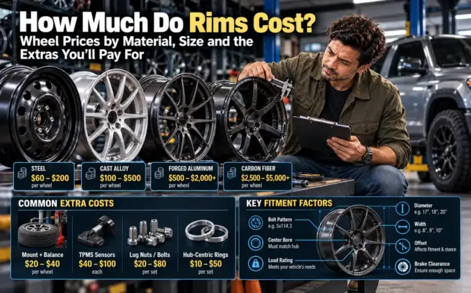 Wheel prices by material and size