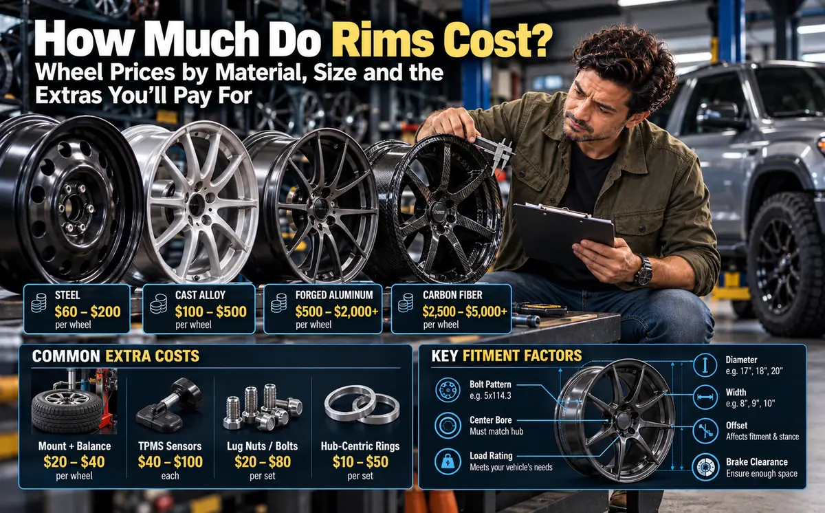 Wheel prices by material and size
