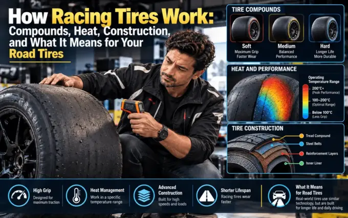 Racing tires: compounds, heat and construction
