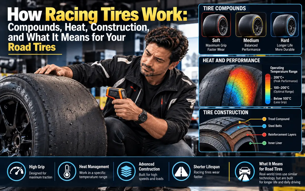 Racing tires: compounds, heat and construction