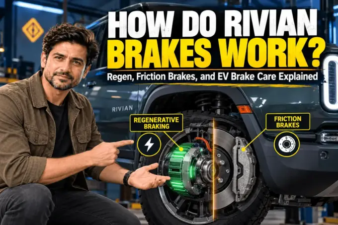 Rivian regenerative and friction brakes