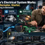 Car electrical system: battery, alternator and starter