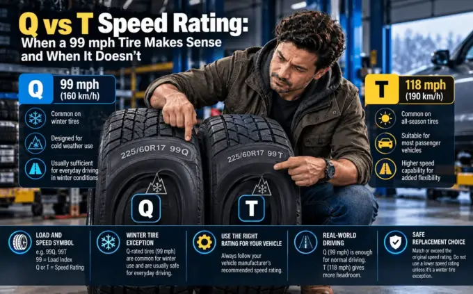 Q and T winter tire speed ratings compared