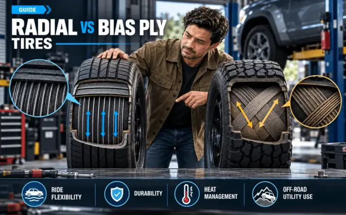 Radial and bias-ply tire construction compared