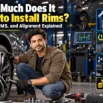 Installing new rims at a shop