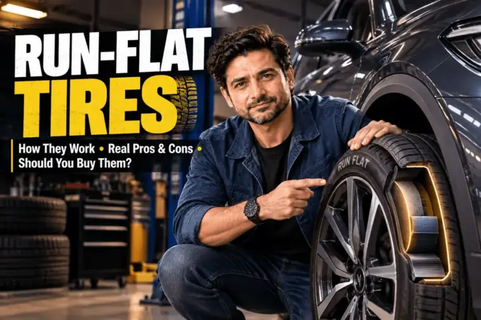 Run-flat tire in a garage