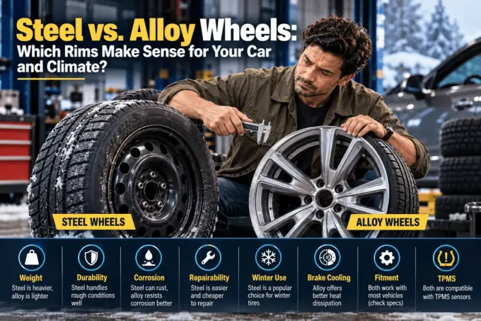 Steel and alloy wheels in winter