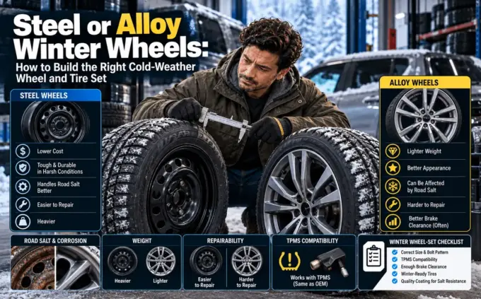 Steel and alloy winter wheel setups