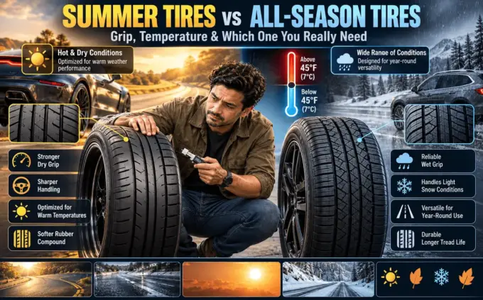 Summer and all-season tire grip compared