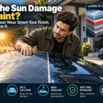 Sun-damaged and protected car paint compared