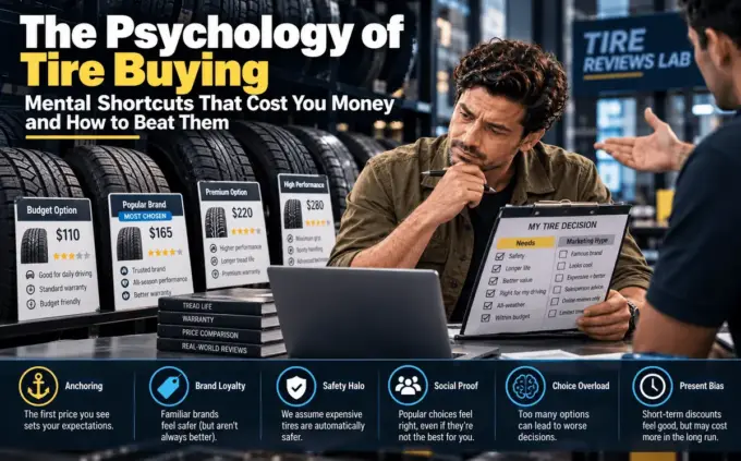 Choosing tires at a tire shop