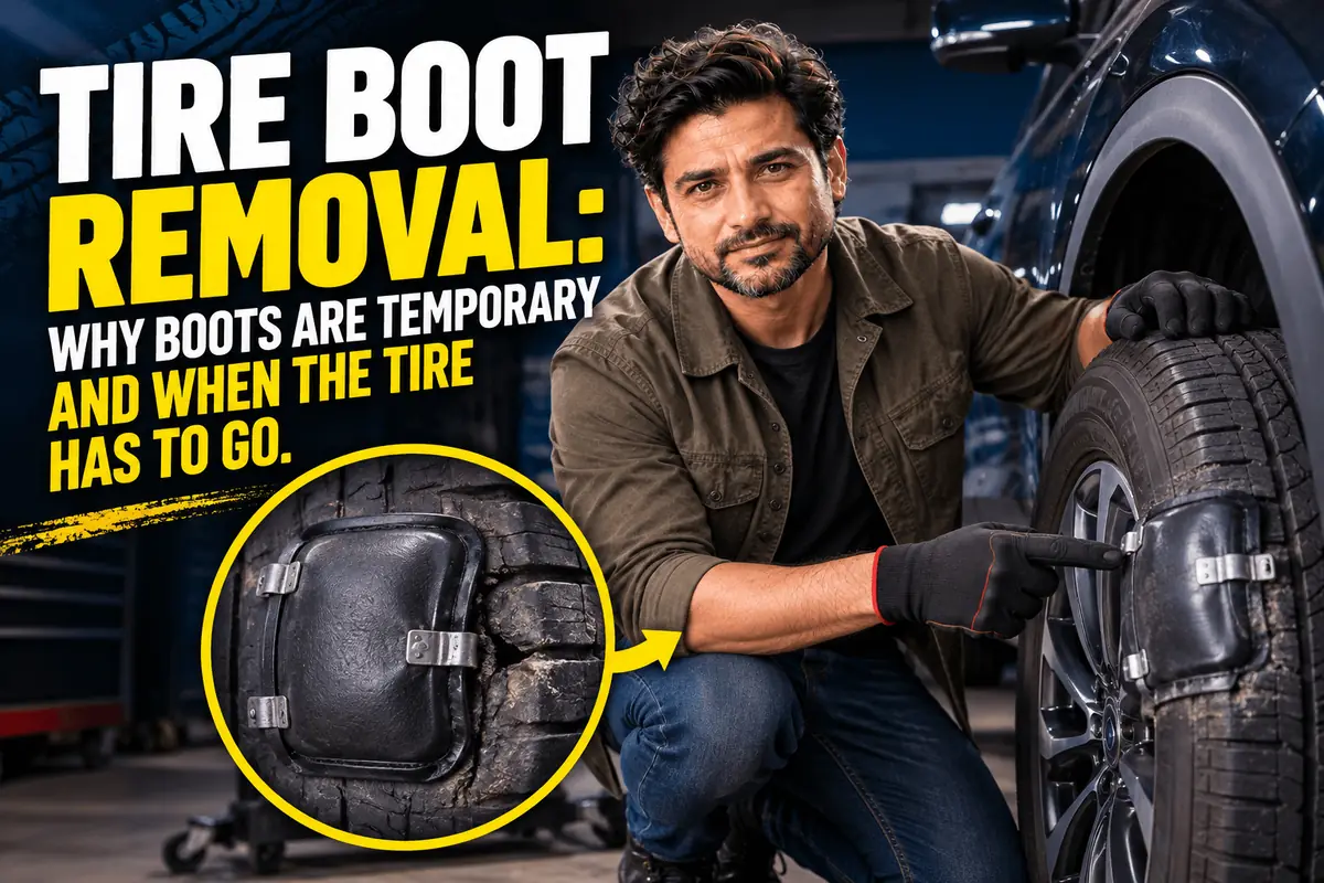 Tire boot inside a damaged tire