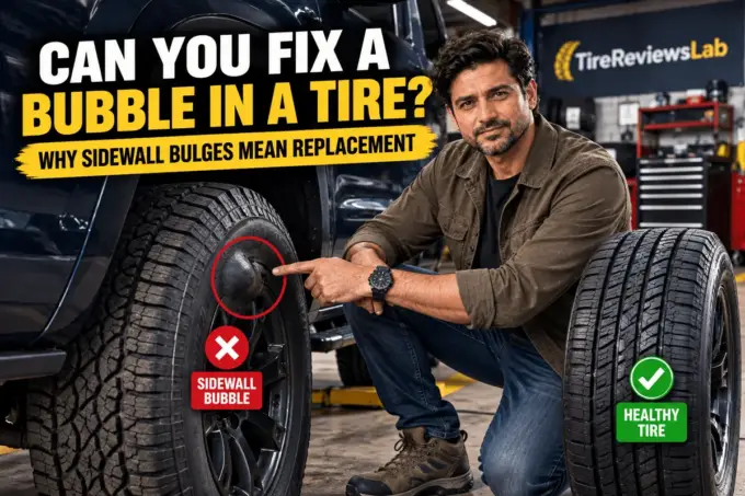 Bubble bulging from a tire sidewall