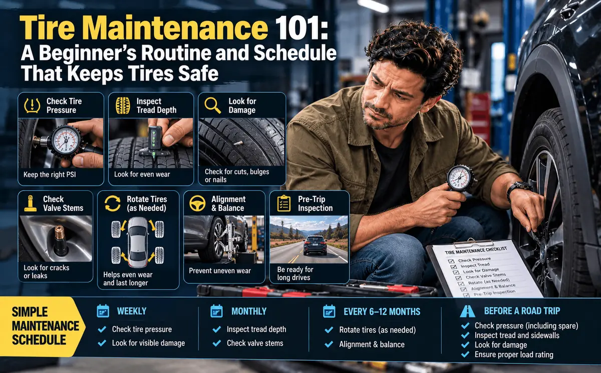 Basic tire maintenance in a workshop