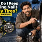 Nail stuck in a tire tread