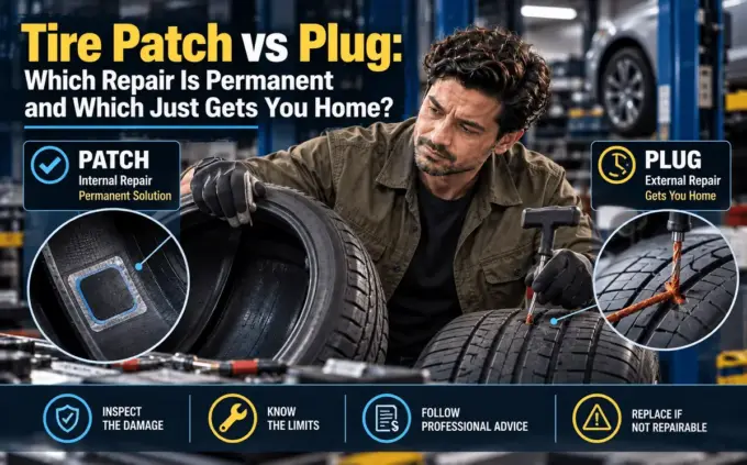 Tire patch and tire plug repairs compared