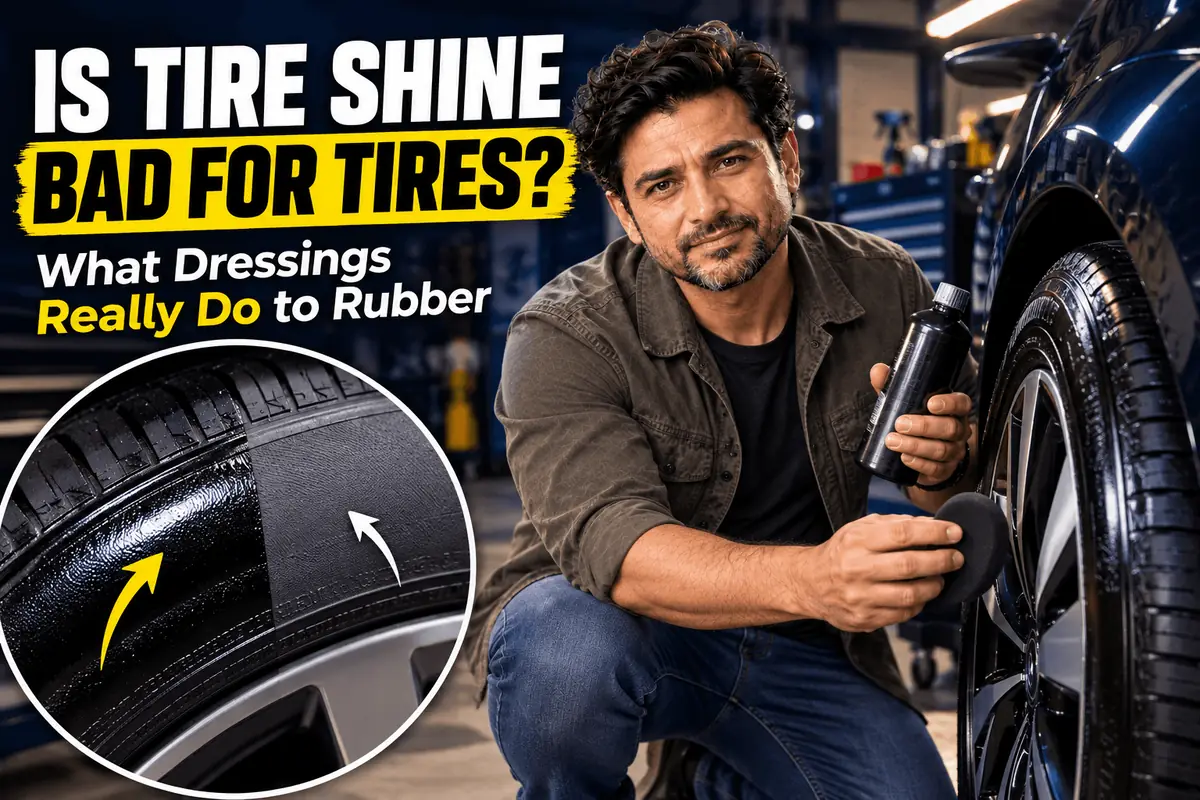 Applying tire shine to a tire