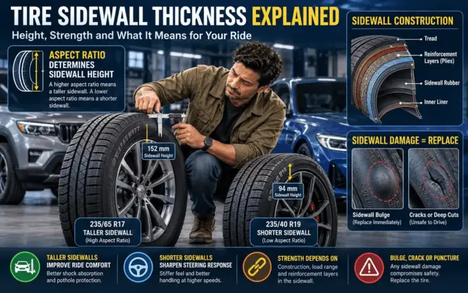 Tire sidewall height and thickness