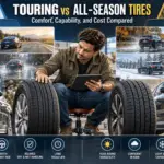 Touring tires versus all-season tires infographic