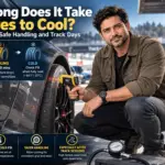 Checking track tire temperature with an infrared thermometer