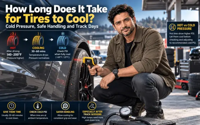 Checking track tire temperature with an infrared thermometer