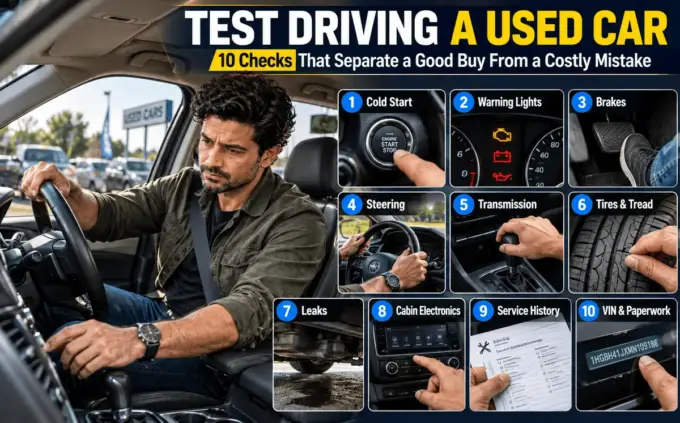 Test driving a used car